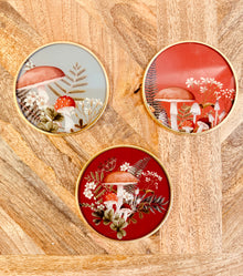  Single Mushroom Glass Coasters