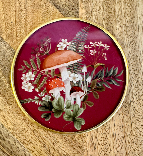 Single Mushroom Glass Coasters