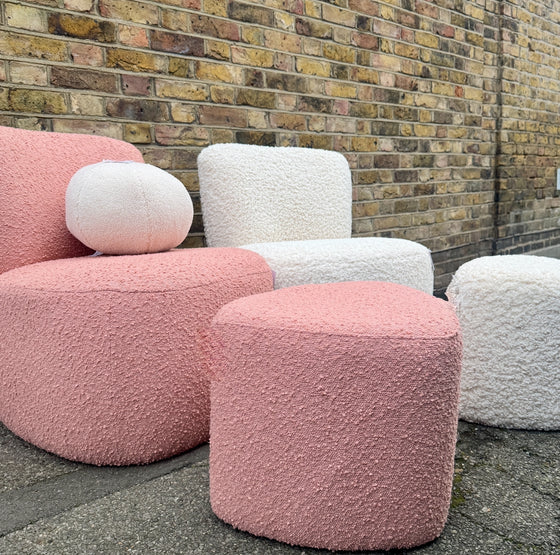 Bouclette Footstool Rose Pink
