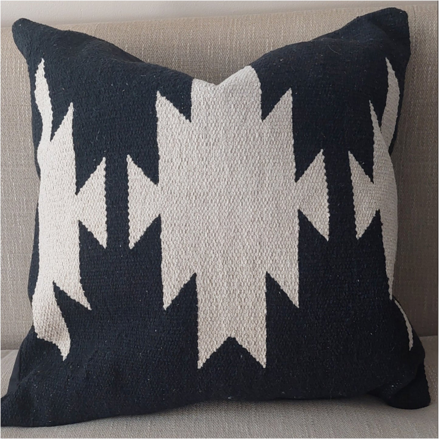 Kilim Black and White Square Cushion 50 x 50 cm - Jairpur Collection