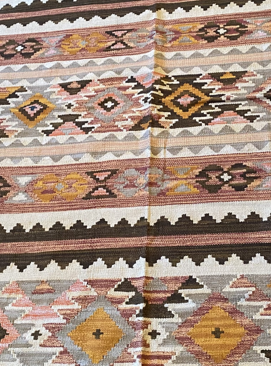 Kilim Rust & Orange Tones Coloured Rug 150 x 220cm