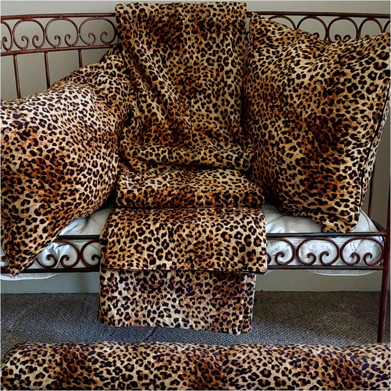 Leopard Print Cotton Velvet Fully Lined Throw