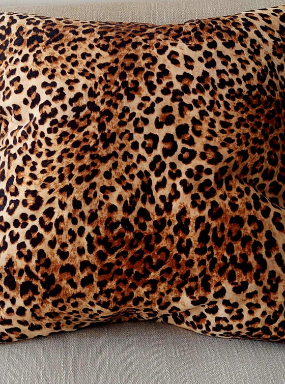 Leopard Print Cotton Velvet Cushion 60 x 40