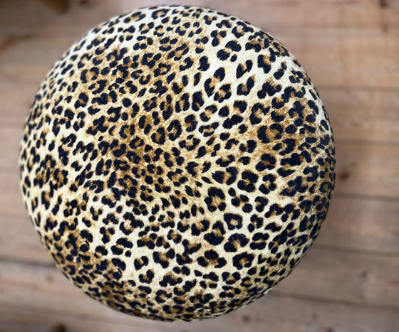 Leopard Print Cotton Velvet Footstool
