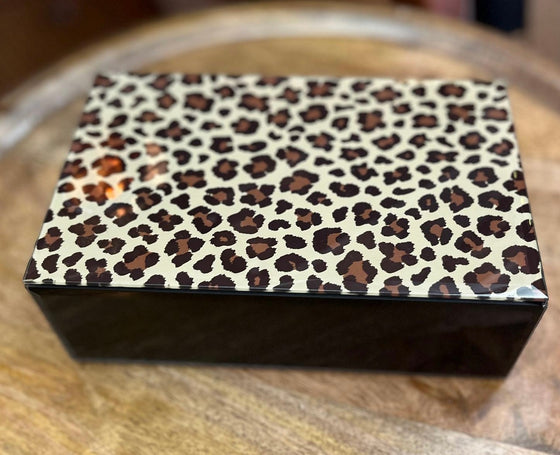 Leopard Print Glass Box