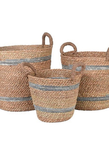  Medium Grey Striped Basket