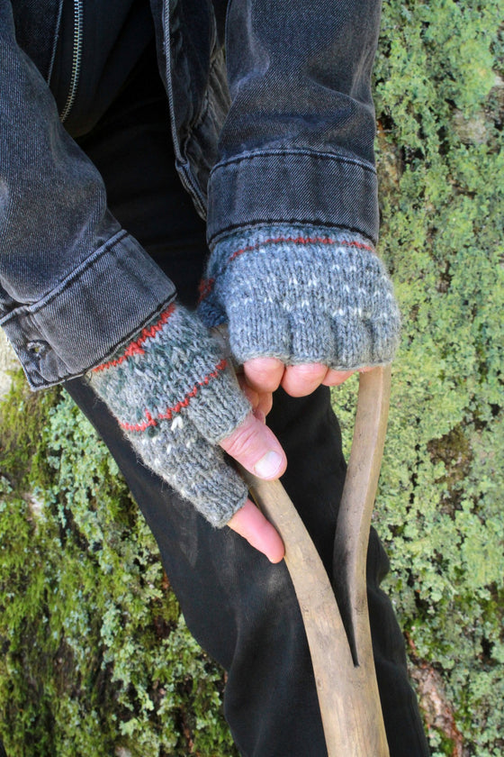 Mens Tromso Fingerless Gloves Grey