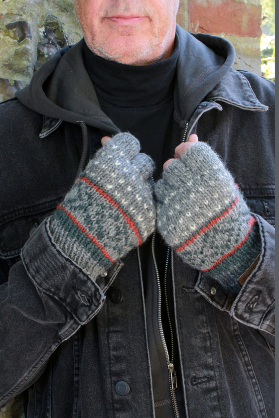 Mens Tromso Fingerless Gloves Grey