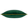 Green pillow with a gold accent on a white background
