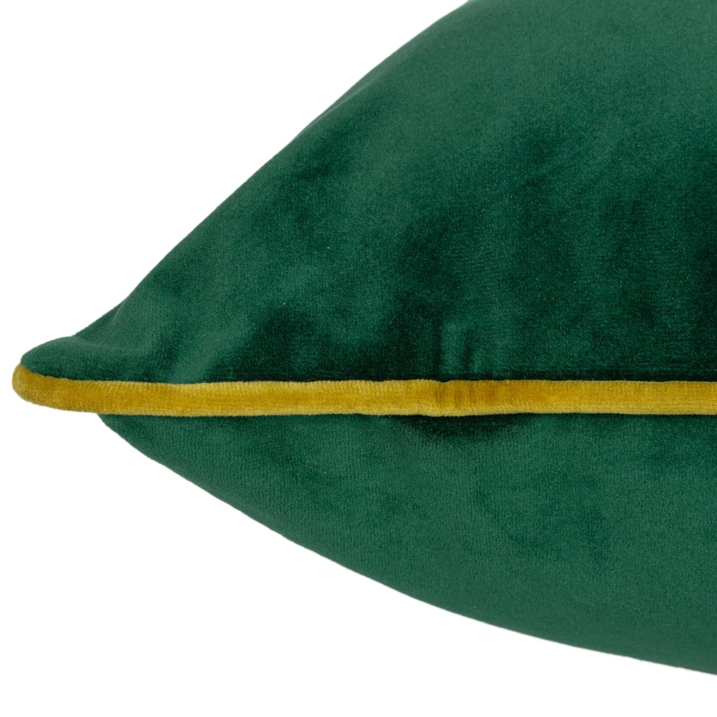 Green pillow with a yellow trim on a white background