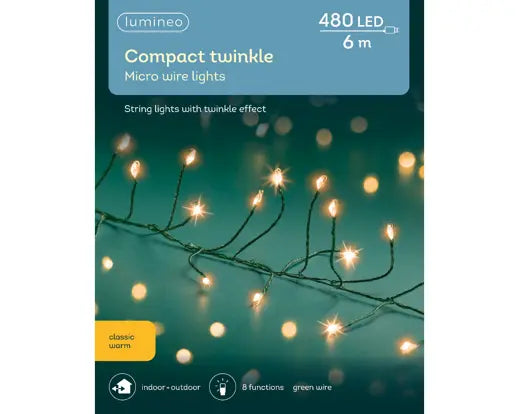 Micro Led Compact Lights 8 Function Twinkle Effect Classic White