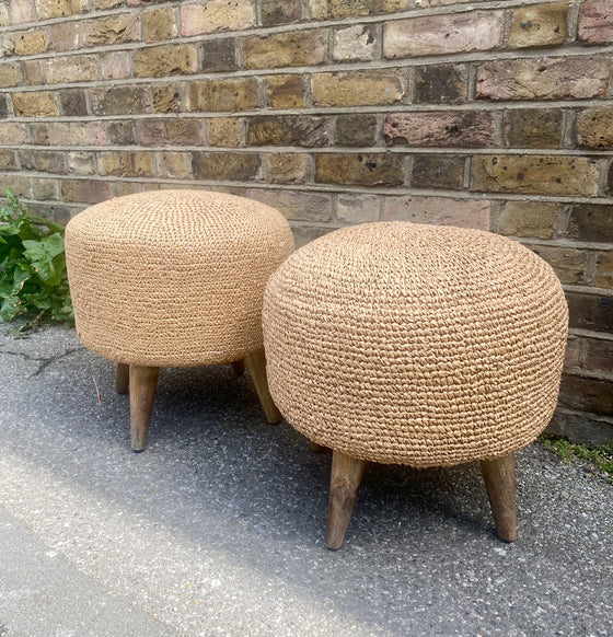 Natural Raffia Footstool Cover