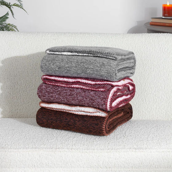 Nurrel Sherpa Fleece Throw Rust