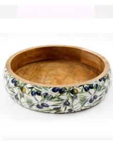  Wooden Olive Enamel Bowl