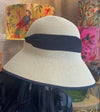 Open Back Natural Folding Hat with Bow & Bag