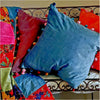 Cotton Velvet Patchwork Multi-coloured Throw and Cushions - Jaipur Collection