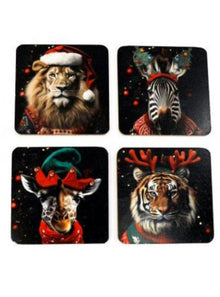  Pack of Four Christmas Animal Coasters