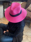 Pink Folding Panama Hat with Bag