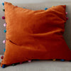 Rust Cotton Velvet Square Cushion - Jaipur Collection