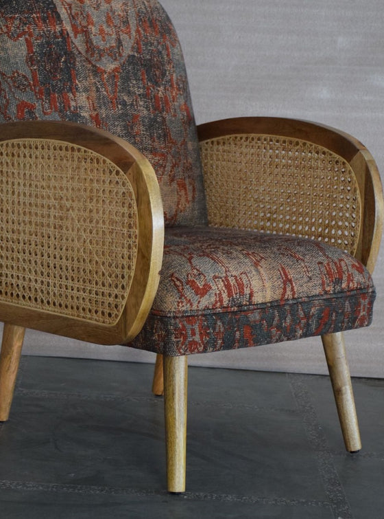 Retro Jute Chair With Cane Side Panel