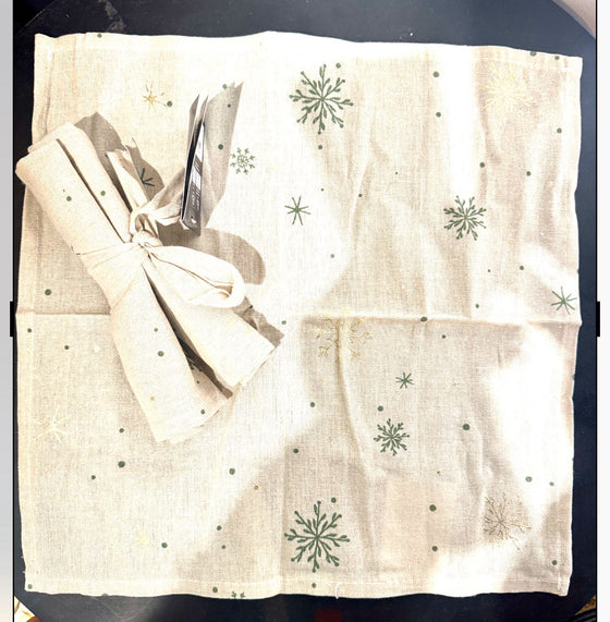 Set Of 2 Natural Christmas Napkins