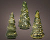 Set Of 3 Glass Led Trees Green