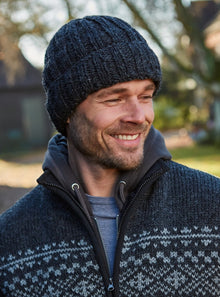  Shetland Roll Back Beanie Charcoal