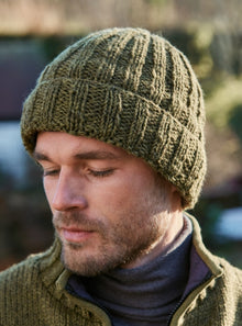  Shetland Roll Back Beanie Moss