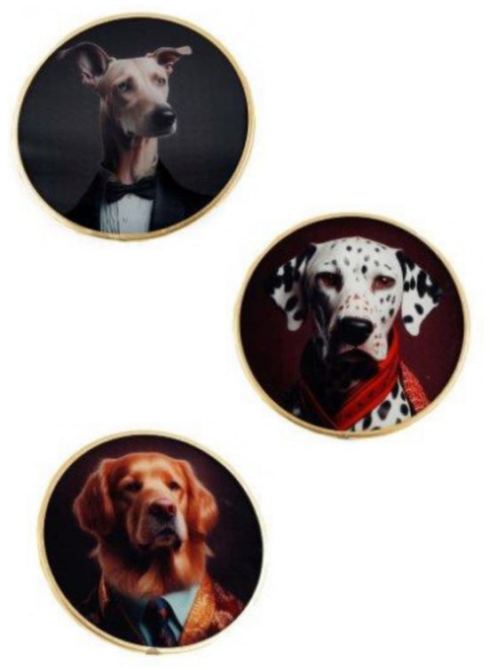 Single Dog  Head Glass Coasters