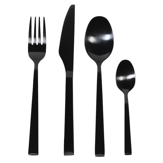 Sixteen Piece Black Steel Black Cutlery Set