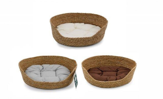 Small Woven Dog Basket With Cushion