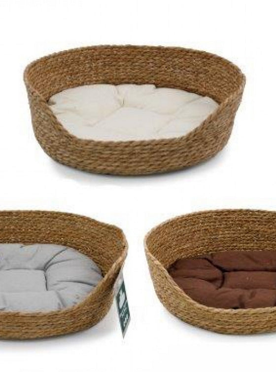 Small Woven Dog Basket With Cushion