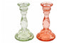Tall Twisted Glass Candlestick Pink or Green