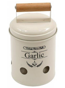  Vintage Garlic Storage Tin Cream