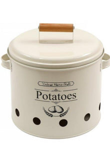  Vintage Potato Storage Tin Cream