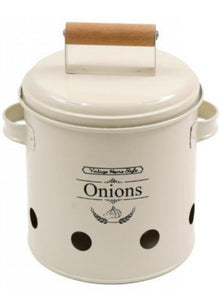  Vintage Onion Storage Tin Cream