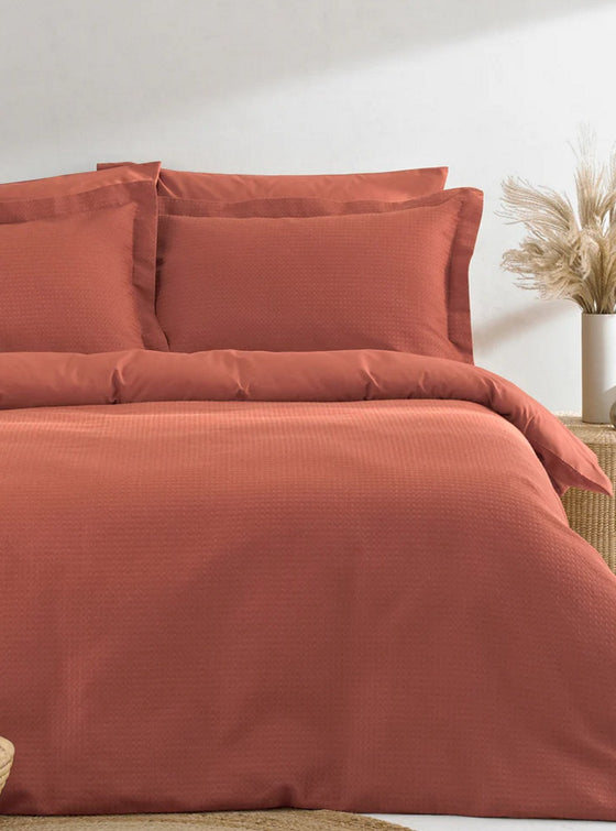 Waffle King Duvet Set Red Clay