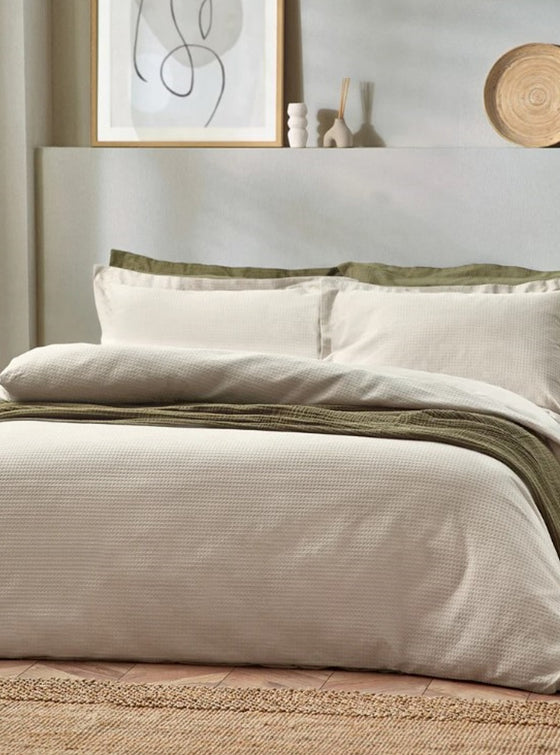 Waffle Super King Duvet Set Linen