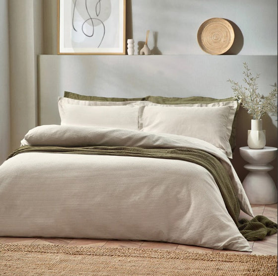 Waffle Super King Duvet Set Linen