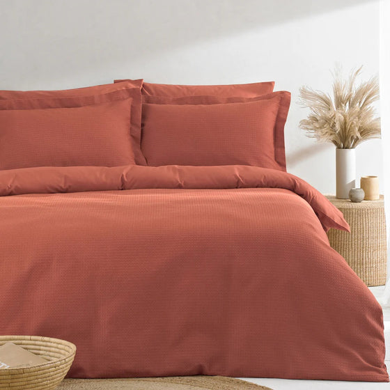 Waffle Super King Duvet Set Red Clay