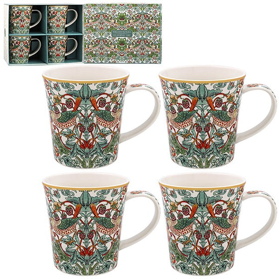 William Morris Strawberry Thief Set of Four Mugs