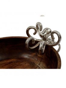  Wooden Bowl With Octopus Wood & Silver