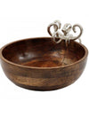 Wooden Bowl With Octopus Wood & Silver
