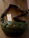 Woven Leather Waist Bag Green