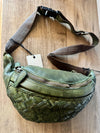 Woven Leather Waist Bag Green