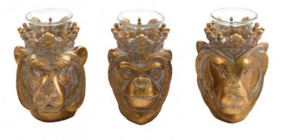 Lion, Tiger, Gorilla Candle Holder 