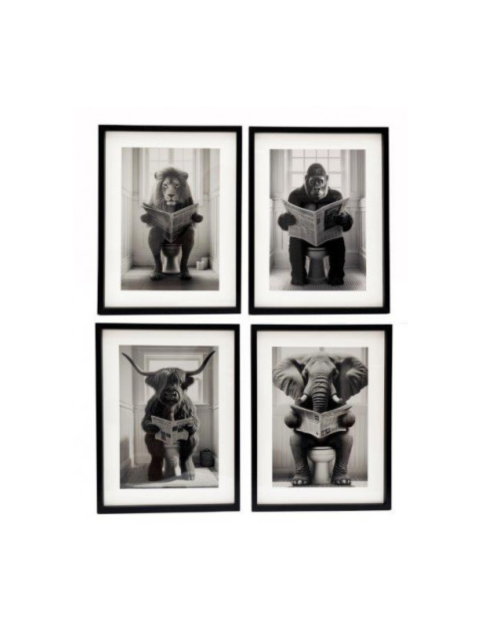 Animal in Toilet Framed Canvas