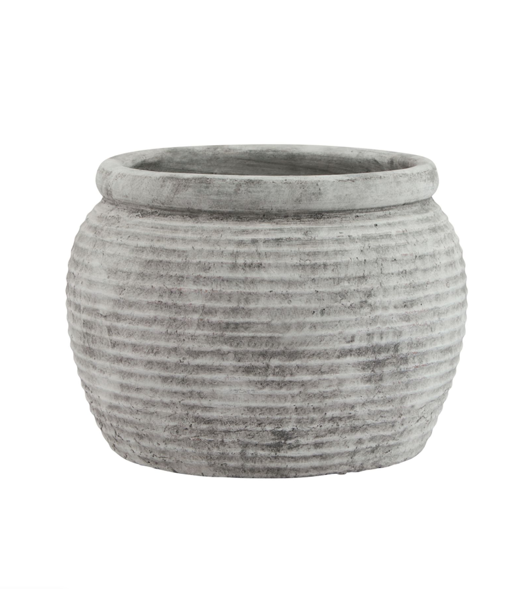 white large rimmed pot