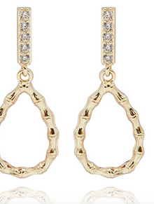  Bamboo Gold Plated Teardrop Earrings