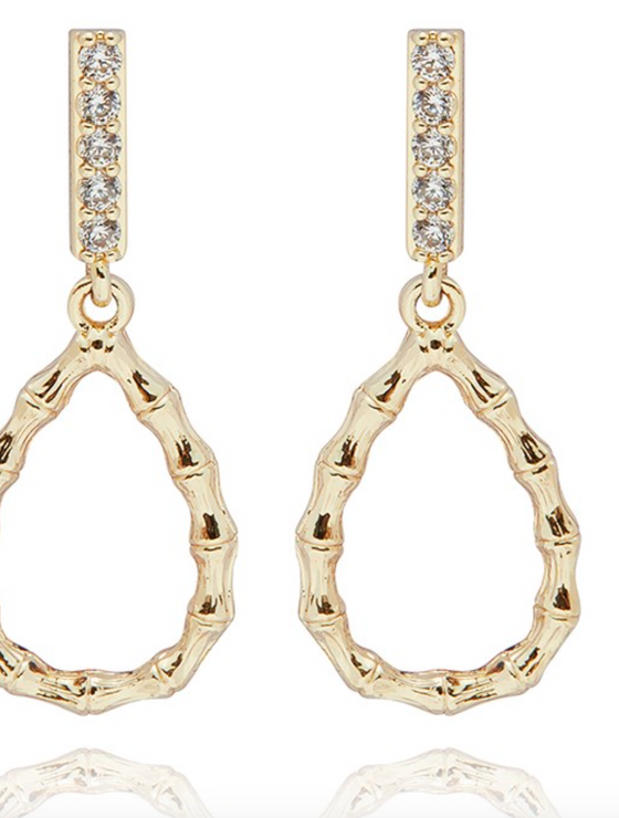 Bamboo Gold Plated Teardrop Earrings